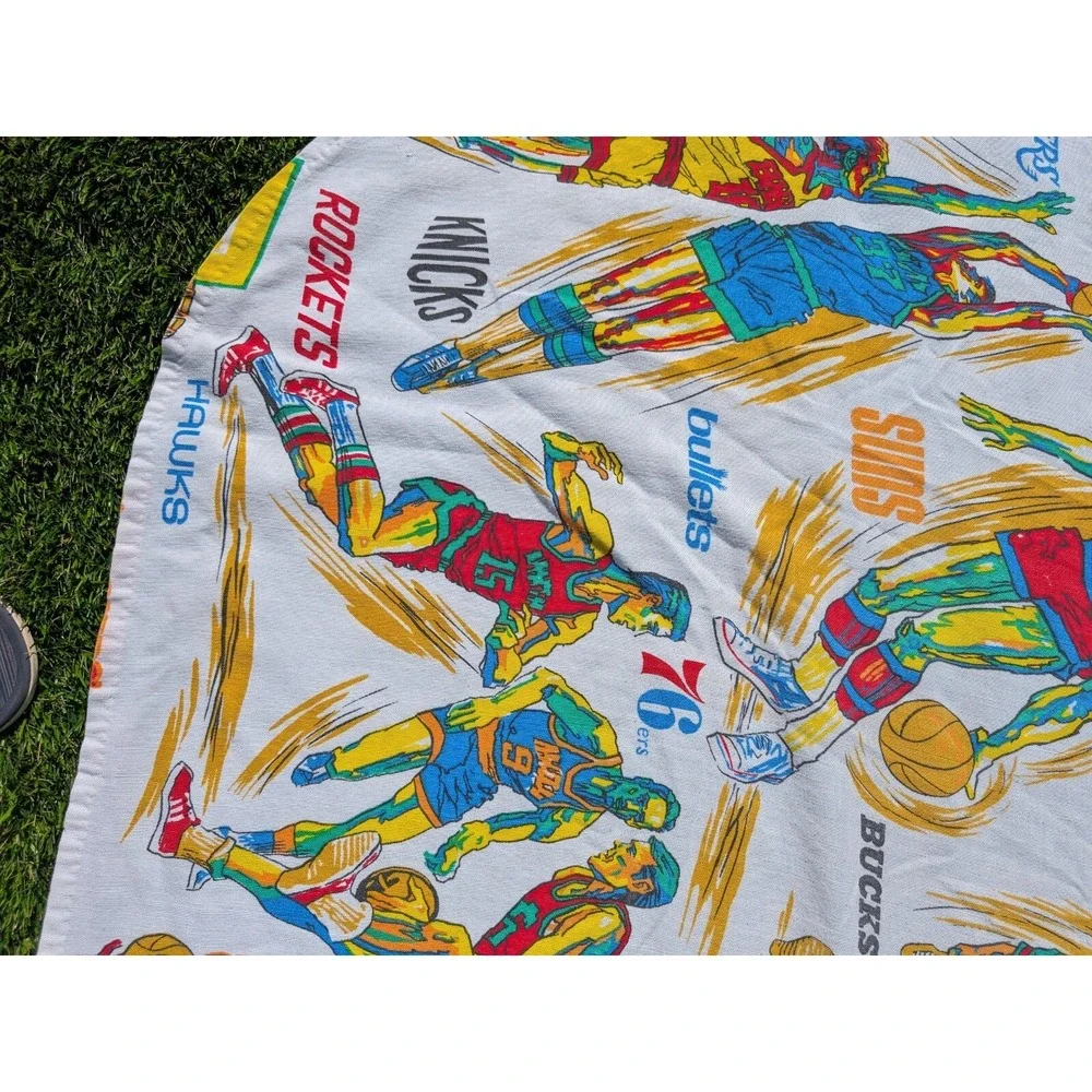 Rare Vintage 1970's NBA‎ Basketball Bedspread Sheet Fabric Approx 70
